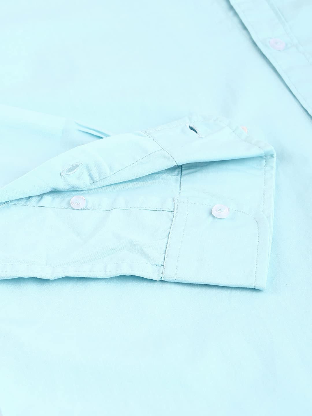 Dennis Lingo Mens Cotton Turquoise Blue Solid Casual Shirt (C301_Tblue_L)
