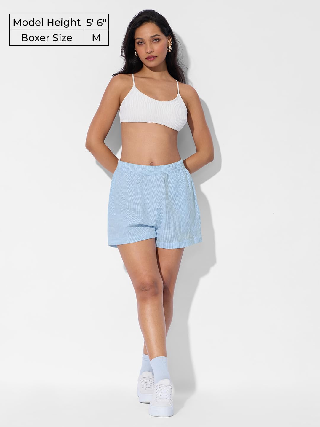 The Souled Store Nautical Womens and Girls Pull On Blue All Over Printed Regular Fit Cotton Boxer Shorts