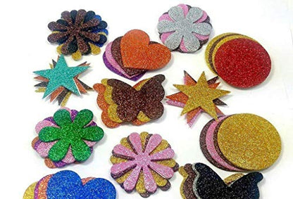 ECLET Glitter Foam Mixed Shaped Self Adhesive Stickers for Kids, Multicolor, Pack of 50, Model: Eclet MIXsticker