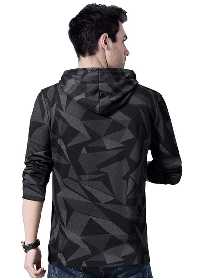 Eyebogler MenS Hooded Neck Full Sleeves Printed Regular Fit T-Shirt