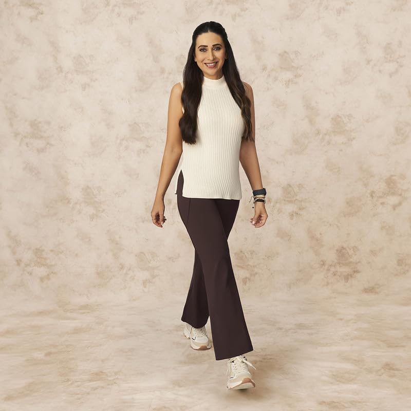 BlissClub Ultimate Flare Pants for Women Upto 54 ft | Ribbed Waistband, 4 Pockets | High Waist Trousers and Formal Pants for Of