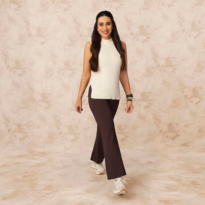 BlissClub Ultimate Flare Pants for Women Upto 54 ft | Ribbed Waistband, 4 Pockets | High Waist Trousers and Formal Pants for Of
