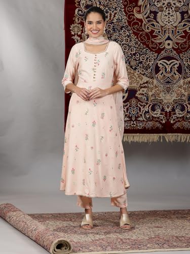 Aurelia Women? Floral Printed Flared Kurta Set with Palazzos and Dupatta for Women