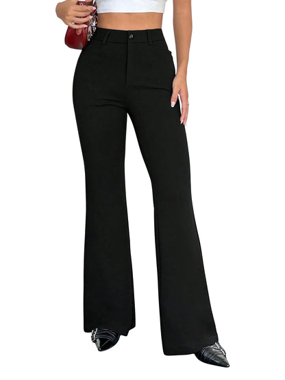 Toochki Womens Regular Fit Mid Rise Solid Kycra Ankle Length Regular Trouser Pant Black