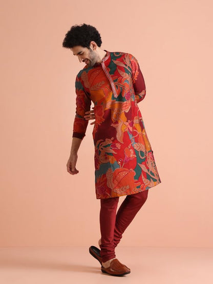 Kisah Mens Printed Cotton Blend Kurta  Traditional Ethnic Wear Kurta For Men For Weddings & Festivals Multicolour