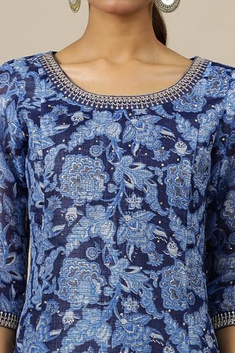 Aurelia WomenS Floral Printed Flared Kurta | Round Neck Kurta For Women | Printed Kurta For Women | Beautiful Regular Fit Kurta