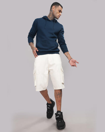 ADRO Mens Cotton Solid Hoodie Sweatshirts (H23-PLN-SB_Teal)