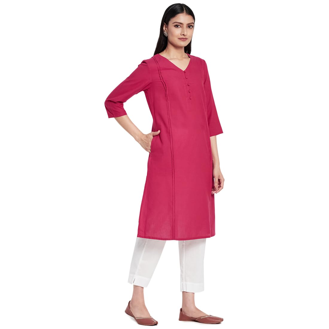 Fabindia FabBasics Women Cotton Solid Regular Fit Kurta