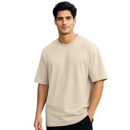 Nobero MenS Solid Oversized Fit T-Shirt (1M-Twts-R0039_Sand