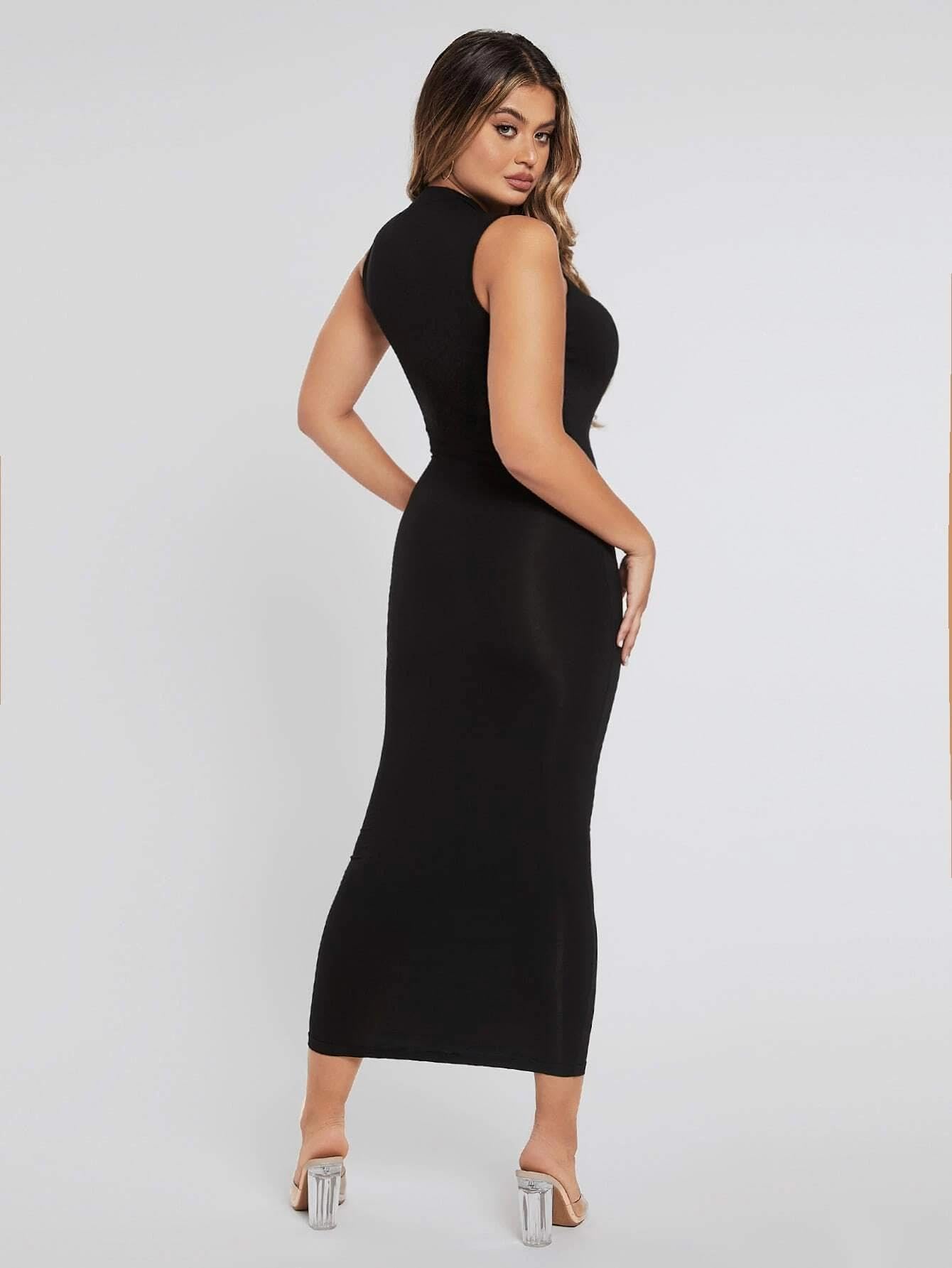KOTTY Womens Bodycon Solid Dress(Black,L)