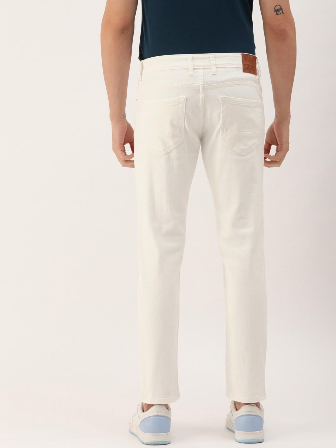 The Indian Garage Co Men Slim Fit Solid Mid-Rise Jeans White