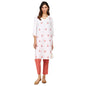 Fabindia WomenS Cotton Embroidery Regular Kurta Knee Length (2108987White- White-Red