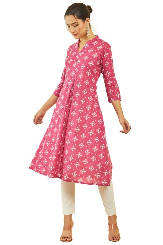 Soch Womens Cotton Slub Bandhani Print A-Line Kurta
