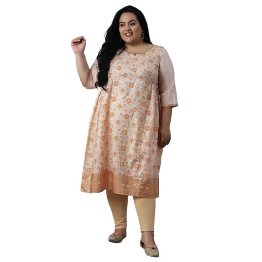 Aurelia Printed Polyester Round Neck Womens Calf Length Kurta (A21AU503387-P)