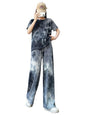 Womens Cotton Blend Tie-dye Relaxed Fit Stylish Pajama Sets || Short Sleeve Top & Long Pant Sleepwear Pjs Lounge Set Co-ords Ou