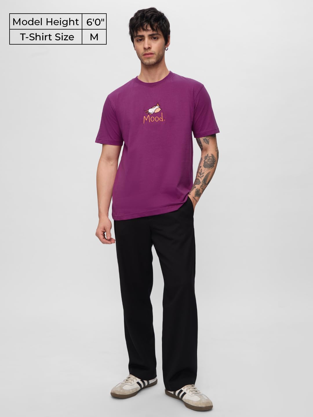 The Souled Store Ducky Men and Boys Short Sleeves Round Neck Purple Embroidered Regular Fit Cotton T-Shirts