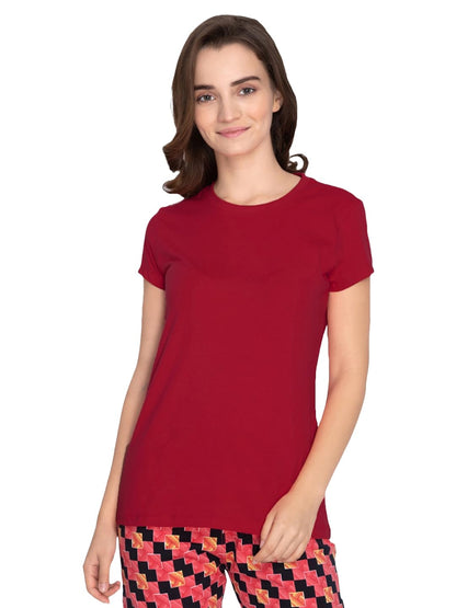 Lyra Women Solid Round Neck Tshirt