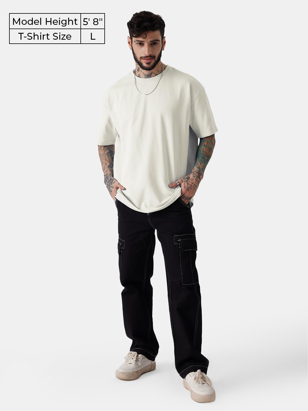 The Souled StoreSolids: Eggshell WhiteOversized T-Shirts