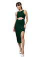 OOMPH! Womens Western & Fusion wear Stretchable Midi Lycra Dress for Women, Bodycon, Green - md1086