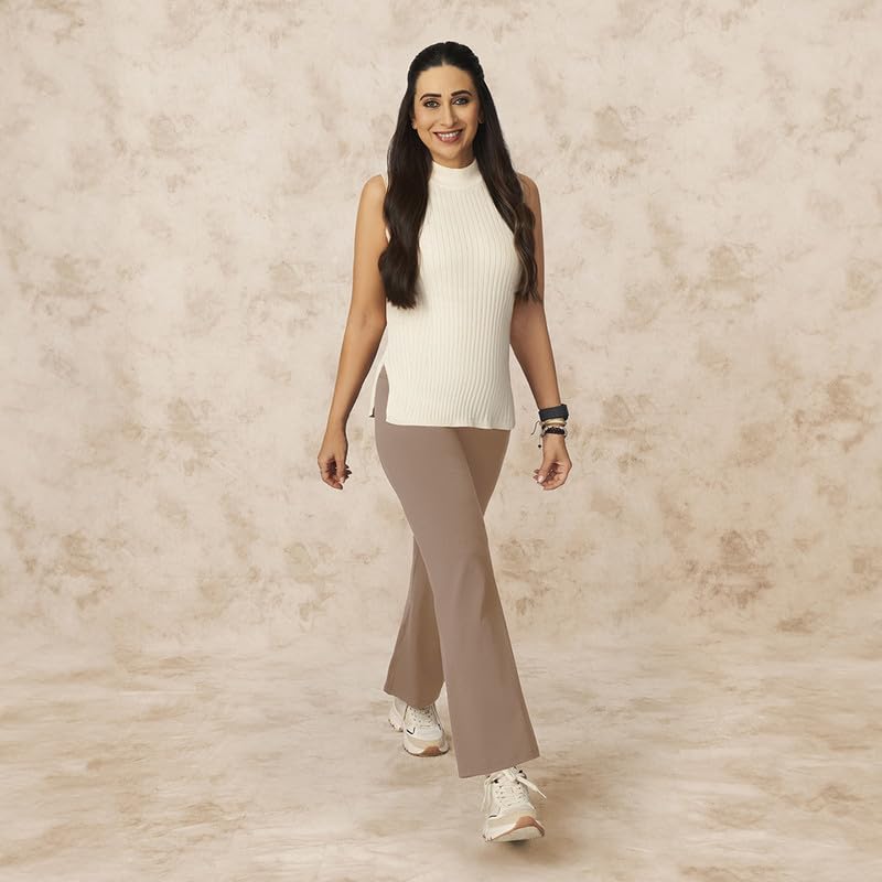 BlissClub Ultimate Flare Pants Lite for Women Above 55 ft Tall | High Waist Trousers and Formal Pants for Office wear | Comfort