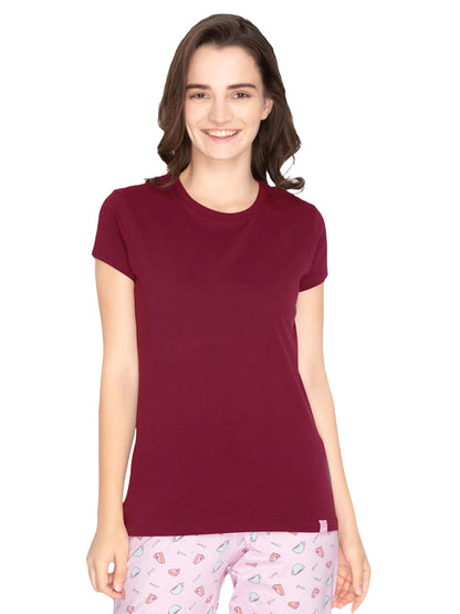 Lyra Women Solid Round Neck Tshirt