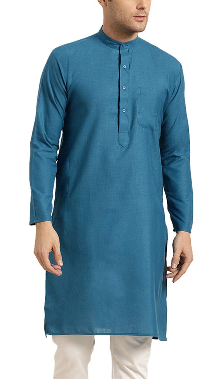 Sojanya (Since 1958 MenS Cotton Peacock Blue Only Kurta Size: 36