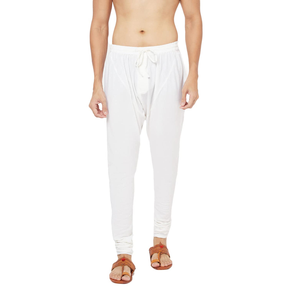 Fabindia Men Zipper Churidar With Back Pocket Cotton_L White