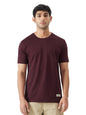The Souled Store Solids: Wine Red Men and Boys Short Sleeve Round Neck Cotton Blend Regular Fit T-Shirts