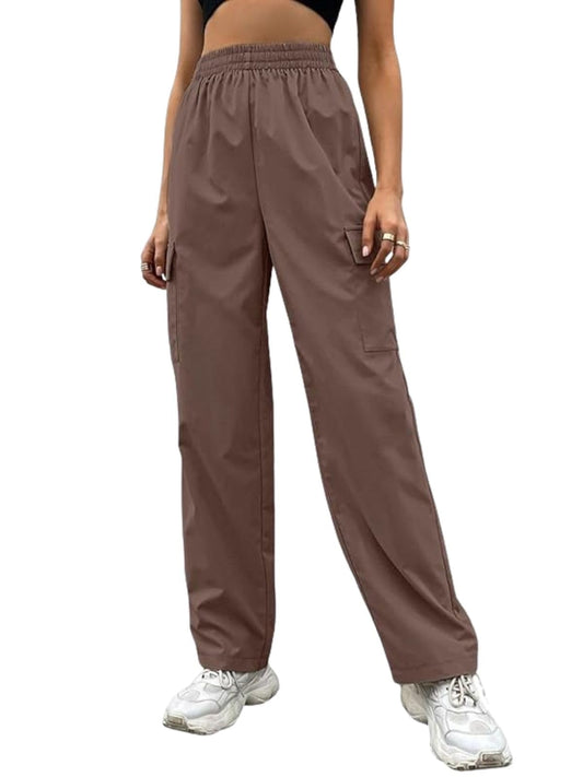 Leriya Fashion WomenS Parachute Cargo Pants  High Waist Flared Korean Trousers With Pockets | Trendy Casual Wear For Daily & Tra