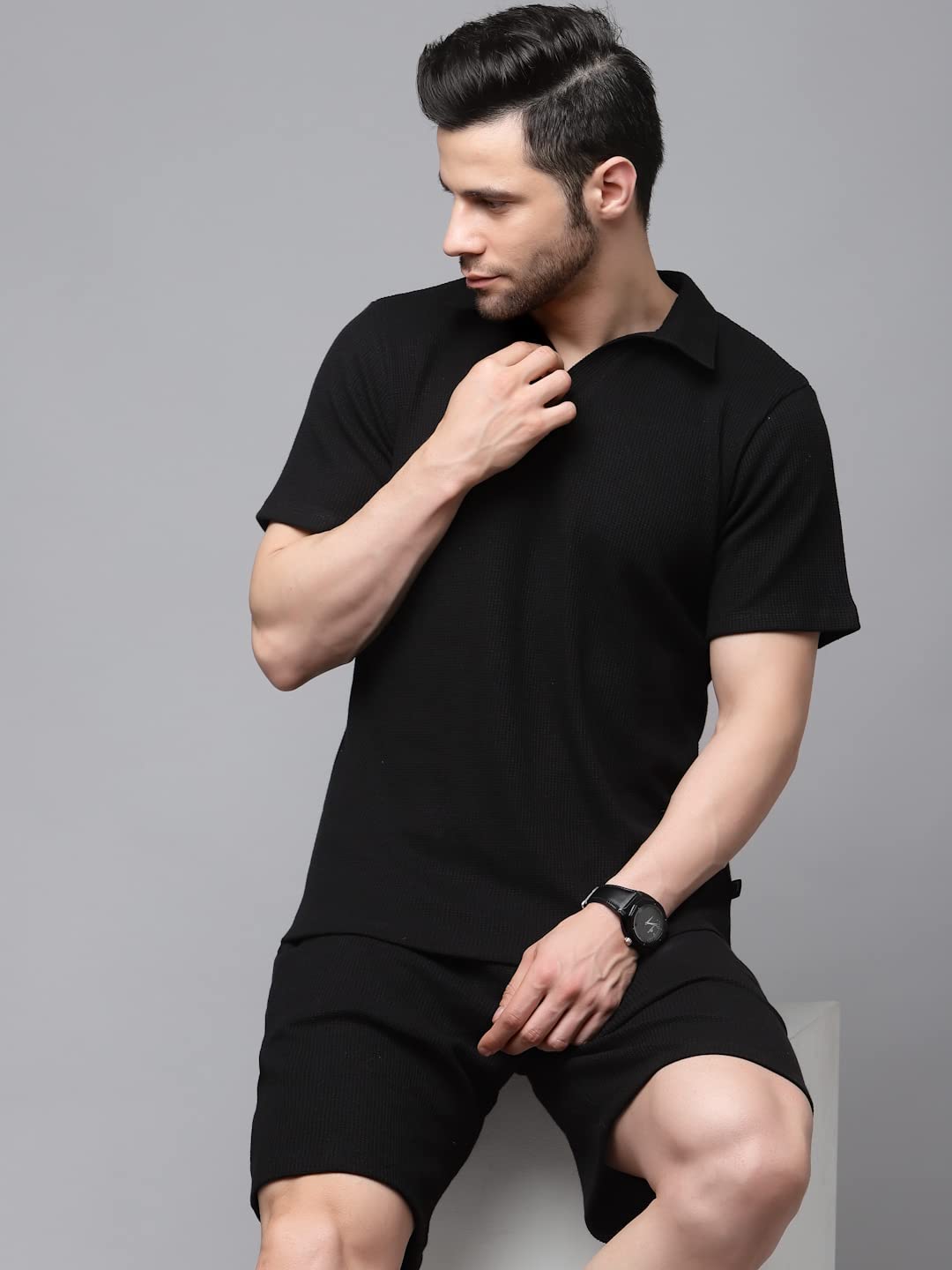 Rigo Waffle Knit Self Textured Co-Ord Set For MenS | Night Suit Set For MenS | Lounge-Wear Nightdress Pajama Set For MenS | N