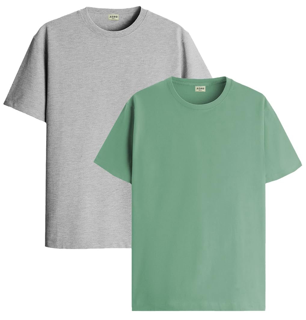 ADRO T Shirts Pack of 2 Mens Tshirts Cotton T Shirts for Men Tshirt T-Shirts Combo T Shirts Tshirts for Men Plain Solid Tshirts