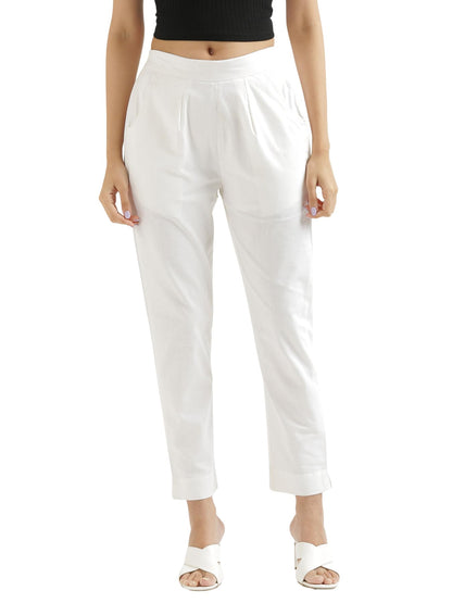 Digital Shopee Women Cotton Pant Stretchable Regular Slim Fit Trouser | Pocket Pants For Office | Cotton Casual Pant For WomenS