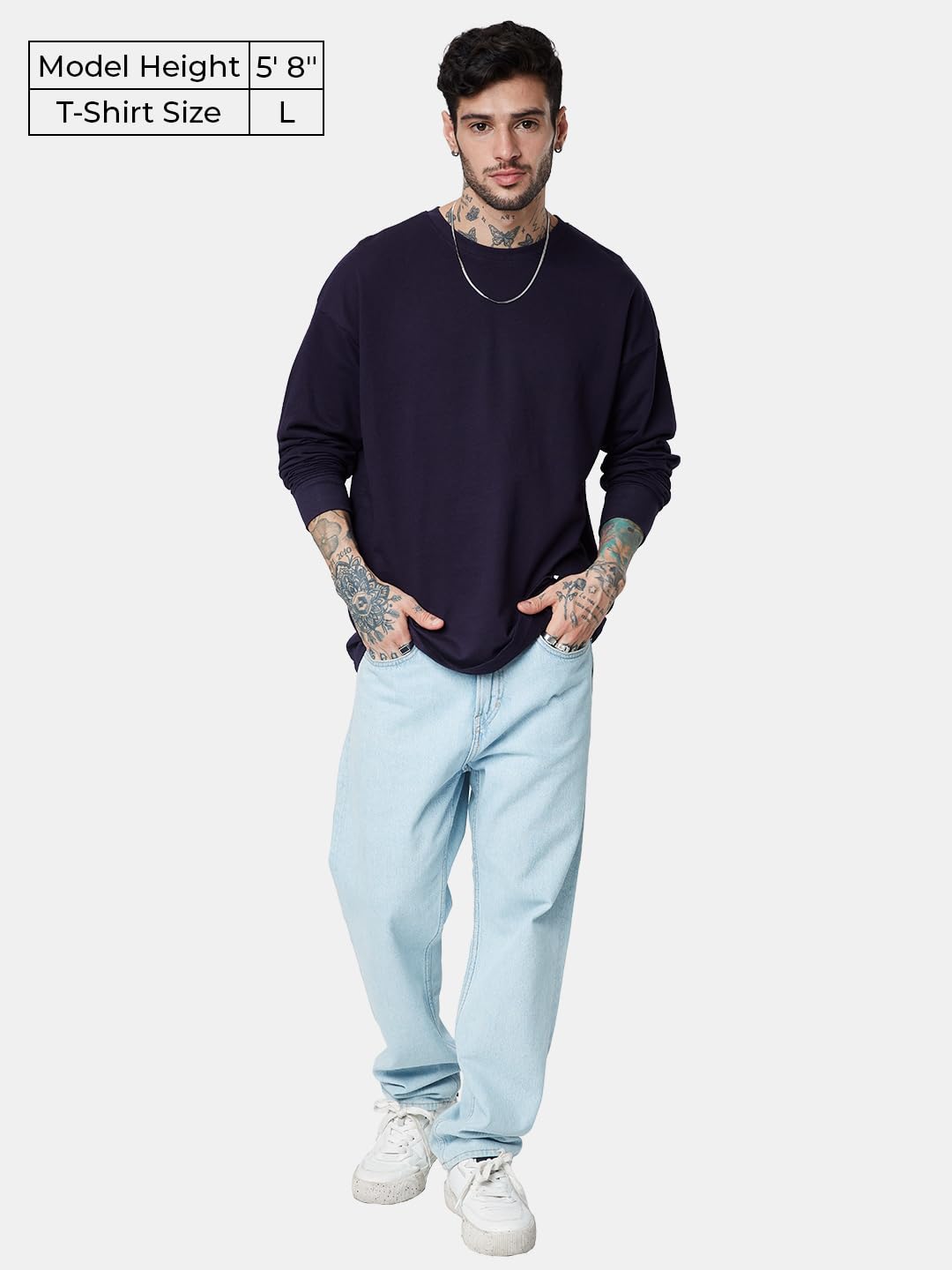 The Souled Store Solids: Berry Oversized Full Sleeve T-Shirts Purple