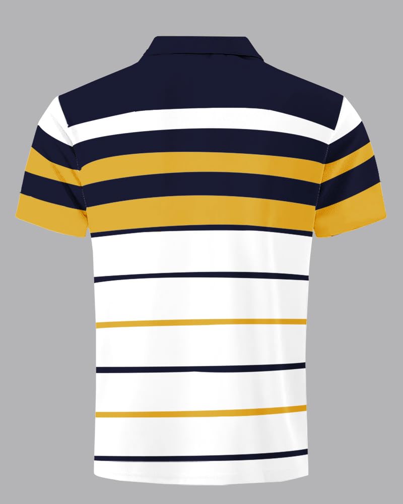Noble Monk MenS Regular Fit Polo Neck T-Shirt | Half Sleeve | Stripe On Chest | Collared Neck Tshirt For Men