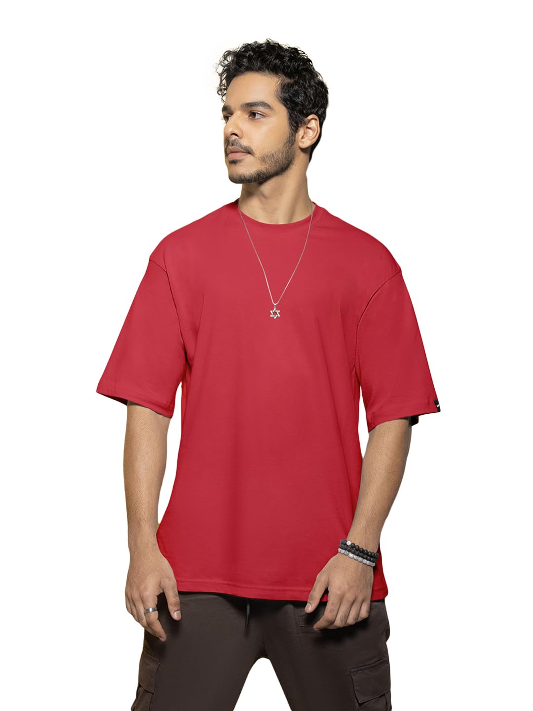 Bewakoof Mens 100% Cotton T-Shirt - Oversized Fit, Round Neck, Half Sleeves