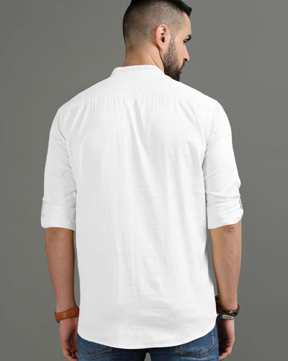 Finivo Fashion MenS Regular Fit Cotton Blend Kurta Shirt | Full Sleeve Ethnic Shirt With Mandarin Collar And Button Placket | C
