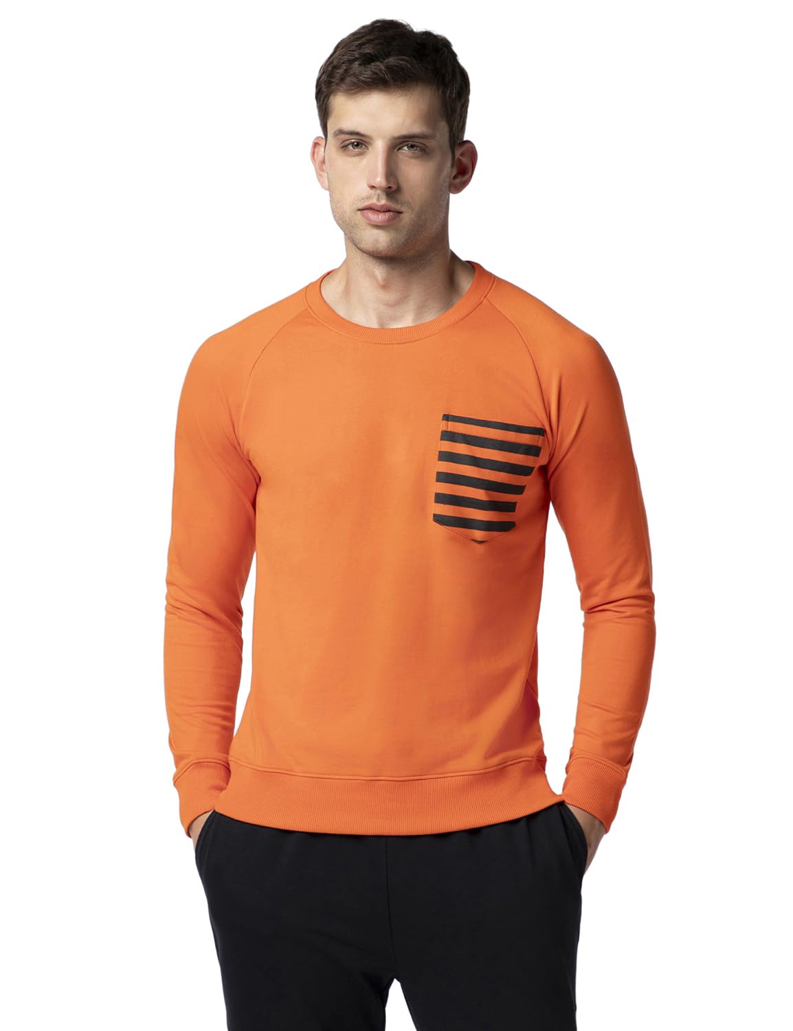 FYLTR Mens Casual Raglan Sleeve Sweatshirt with Pocket Detail - Full Sleeve | Rib Hem & Cuff | Casual Winterwear for Men