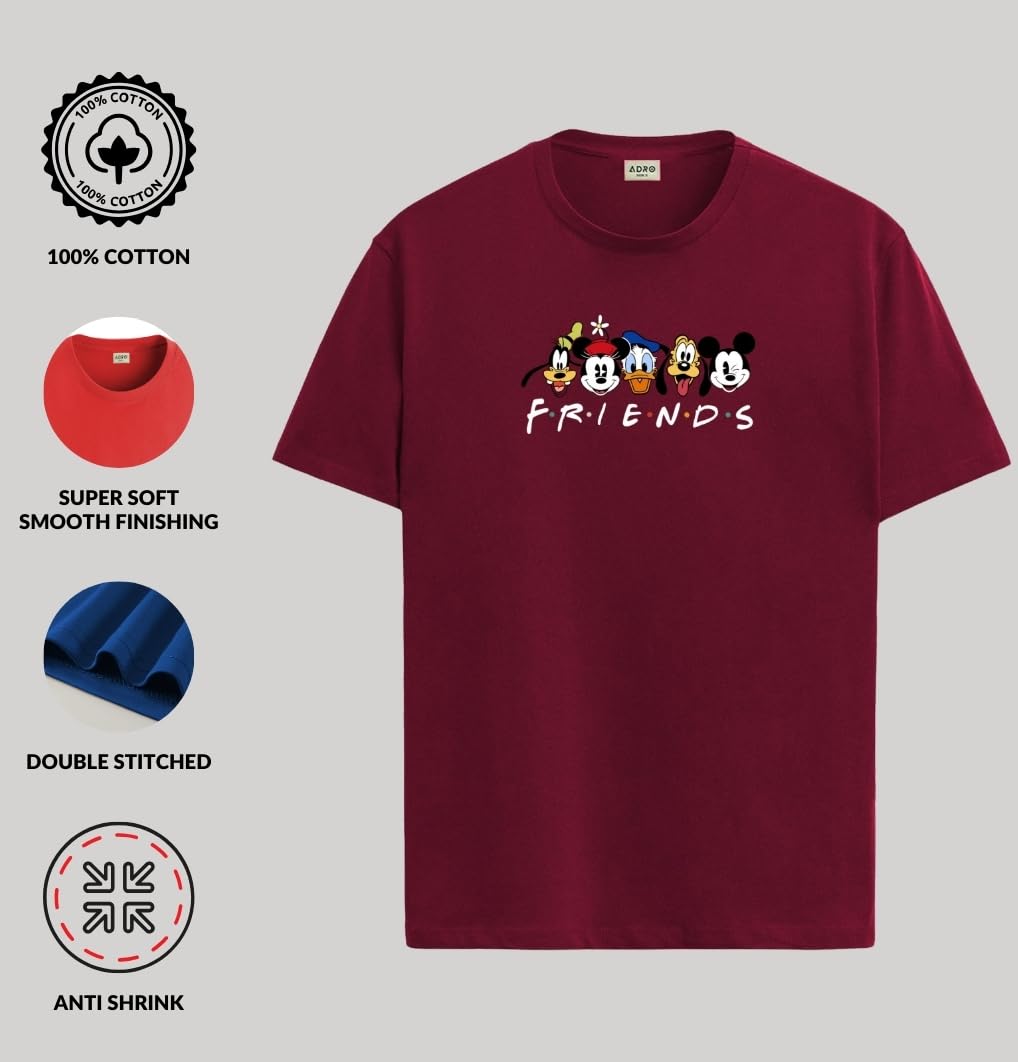 ADRO T Shirts for Boys & Girls | Friends Printed T-Shirt | Ages 3-14 | 100% Cotton Round Neck Tshirt for Boys |KRN-L2-FRIEND-MR-
