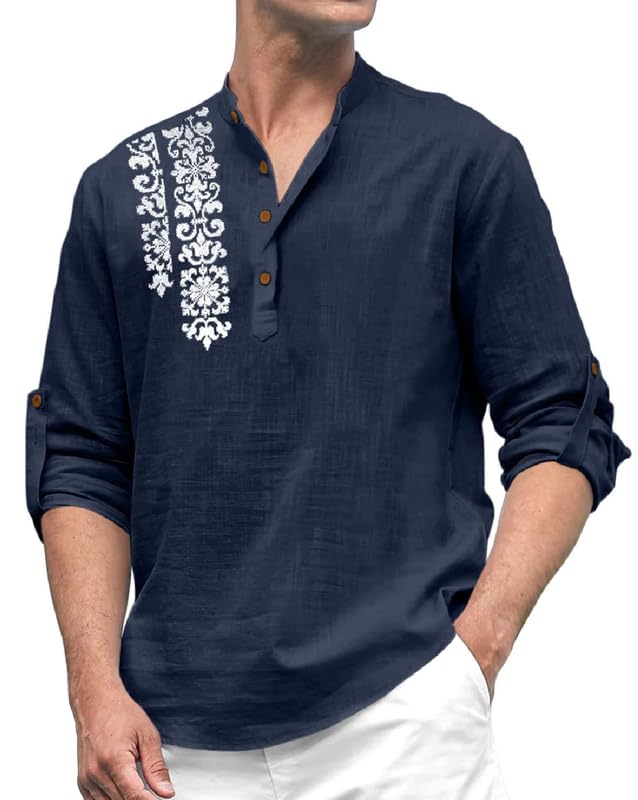 Finivo Fashion MenS Cotton Blend Short Kurta Shirt | Casual Ethnic Wear With Roll-Up Sleeves & Mandarin Collar | Comfortable Fi