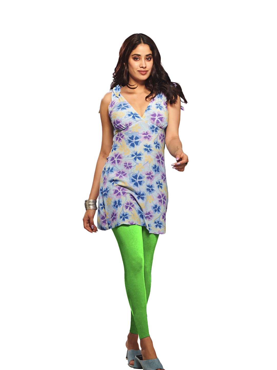 Premium Viscose Stretchable Ankle Length Leggings For Women Grass Green