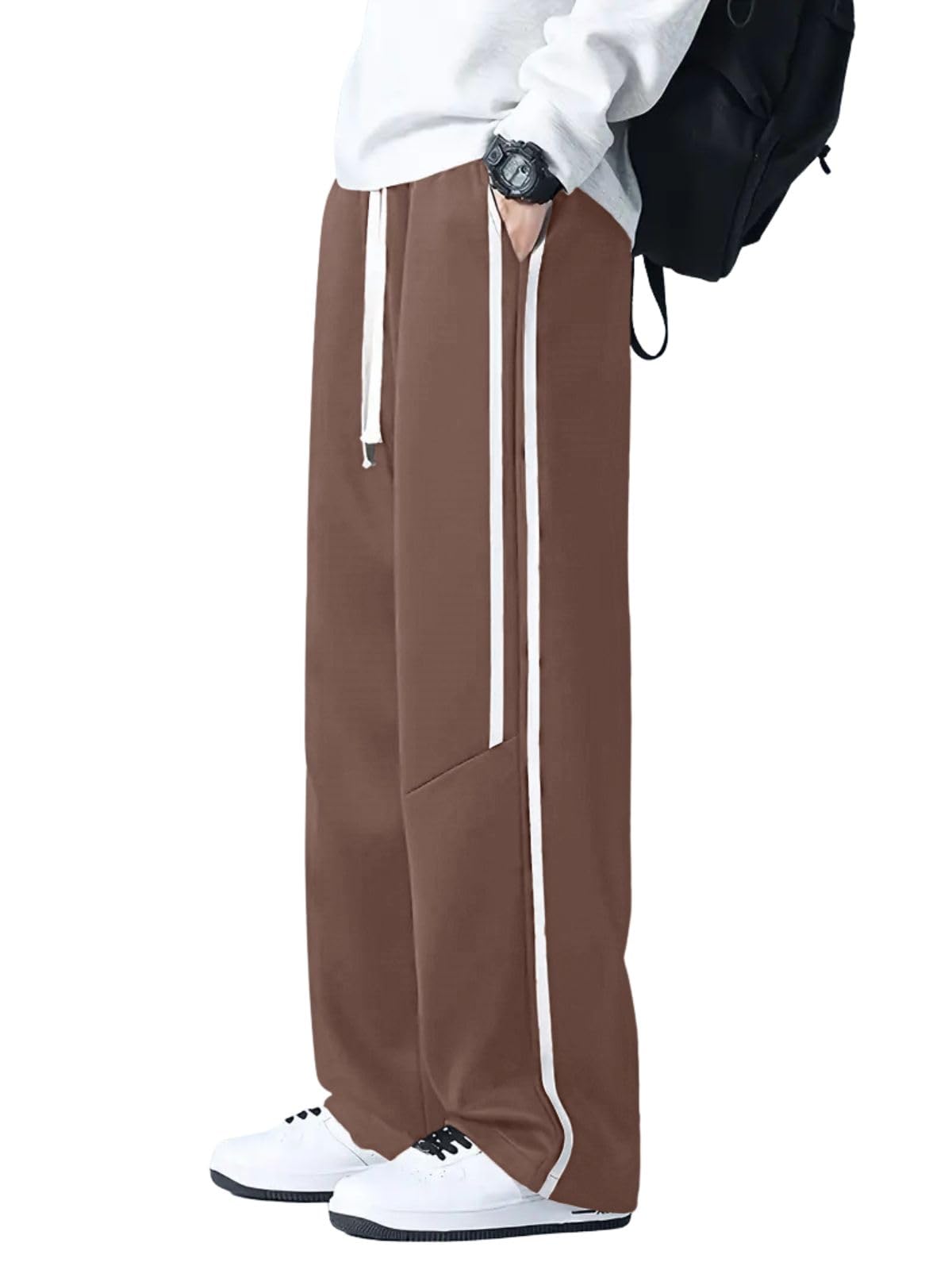 Greciilooks Men High Rise Casual Trousers Pants | Regular Trouser Loose Fit | Sports Stylish Treck Pant | Sweatpants | (Sports |