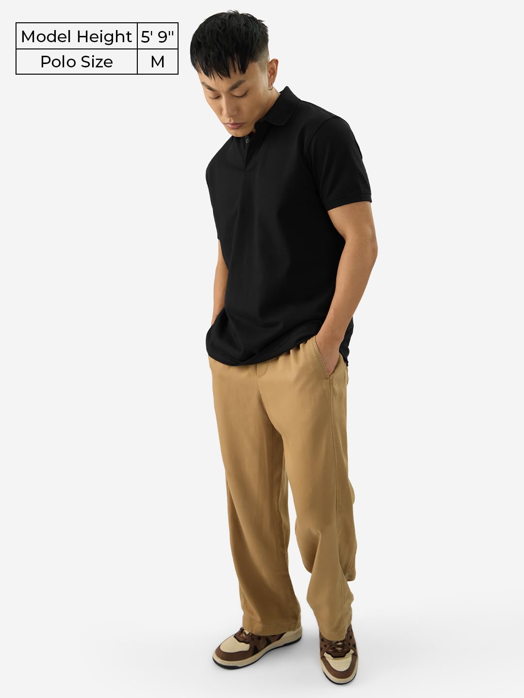 The Souled Store Solids: Black Short Sleeve Collared Neck Regular Fit Cotton Polos for Men and Boys