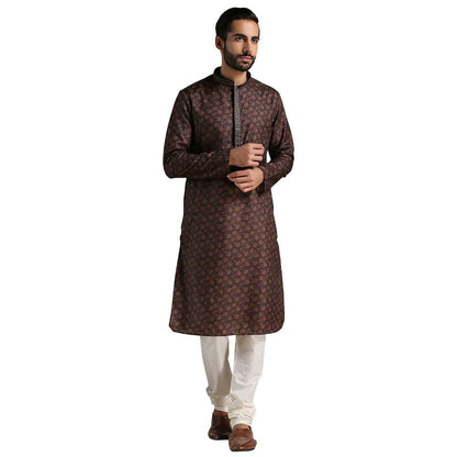 Manyavar Kurta Set For Men, Full Sleeves Mandarin Collar Ethnic MenS Kurta Set For Engagement, Wedding, Party Blended Viscose P