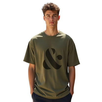 Nobero MenS Cotton Letter Print Oversized Fit T-Shirt (1M-Twrt-C0641-Og_Olive Green