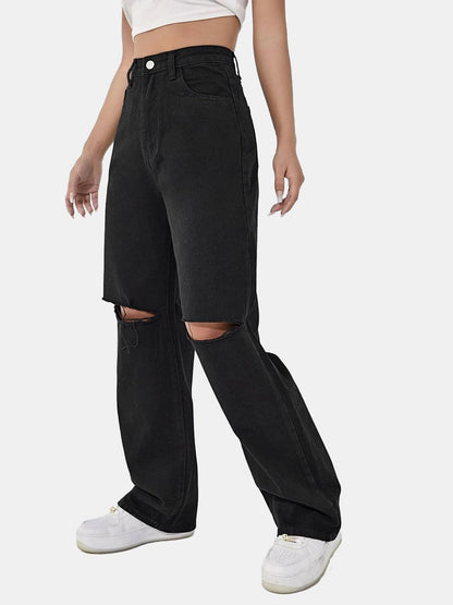 KOTTY Womens Solid High Rise Cotton Lycra Blend Relaxed Fit Jeans Jet Black