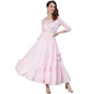 ishin Women's Cotton Anarkali Embroidered Sequins Ethnic Motifs Print Pink Kurti