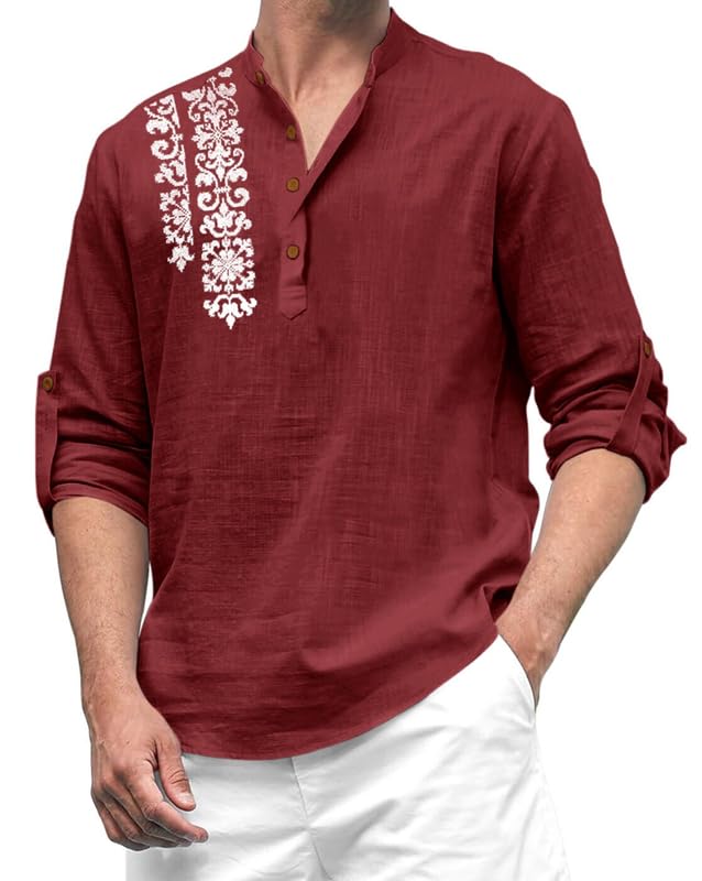Finivo Fashion MenS Cotton Blend Short Kurta Shirt | Casual Ethnic Wear With Roll-Up Sleeves & Mandarin Collar | Comfortable Fi