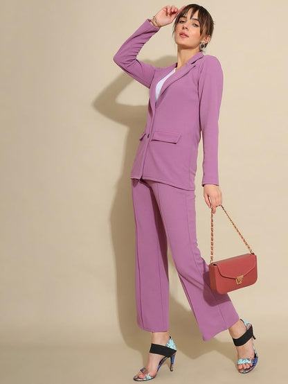 Selvia Co-ord Set for Women|Collared Neck Co-ord Set for Women| Blazer and Trouser|Solid Co-ord Set|Coat and Pant|2 Piece|Formal