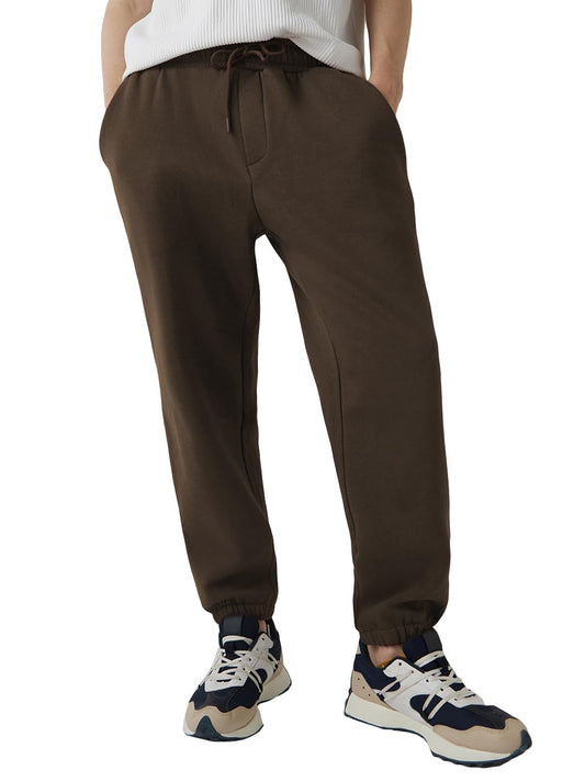 Bewakoof Heavy Duty 1.0 MenS Solid Oversized Fit Fleece Joggers_646498_Brown_Xl