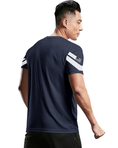 Eyebogler MenS Round Neck Printed Regular Fit Half Sleeve T-Shirt Navy Blue